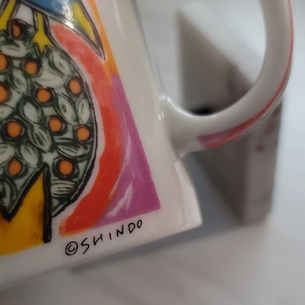 Vibrant Colorful Birds Art Mug by Artist Keiko Shino